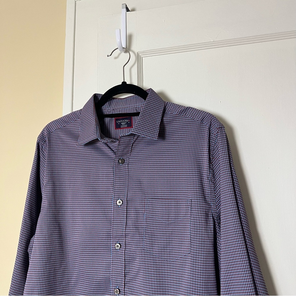 Untuckit Blue Checked Button Down Shirt - image 3